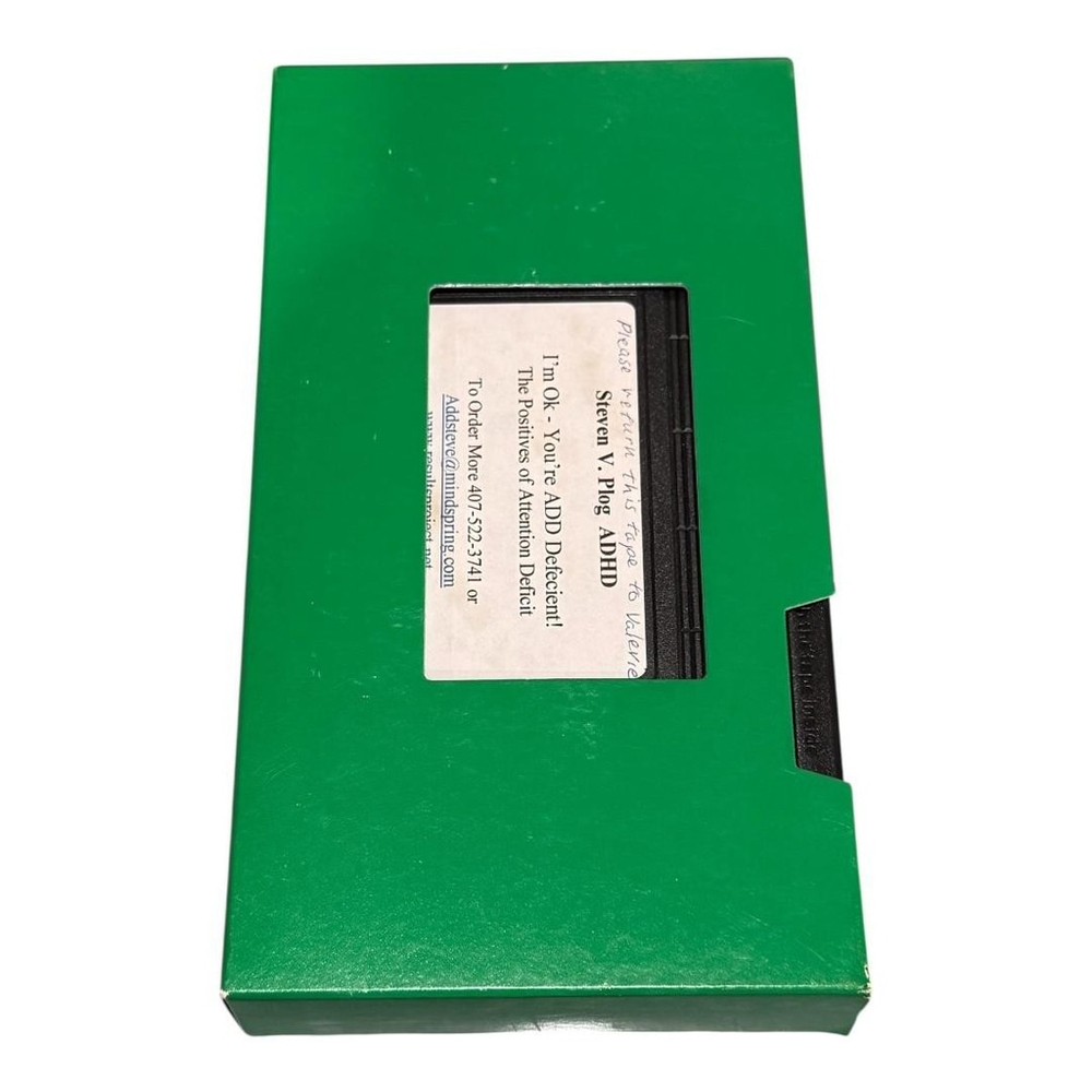 Steven V Plog ADHD VHS I'm Ok You're ADD Deficient Positives Attention Deficit